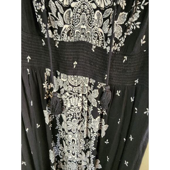 BILA Black and White Print Sleeveless Runched Waist 100% Rayon Midi Dress SZ XL - Picture 5 of 8